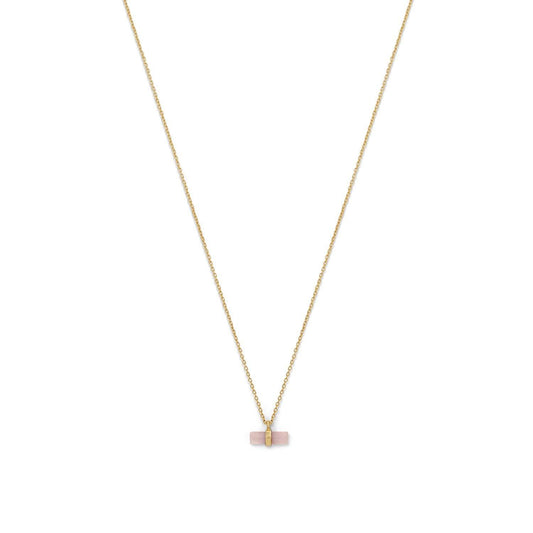 14 Karat Gold Plated Pencil Cut Rose Quartz Necklace freeshipping - Higher Class Elegance