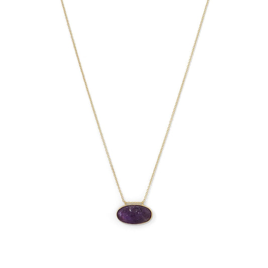 14 Karat Gold Plated Rough Cut Amethyst Slide Necklace freeshipping - Higher Class Elegance