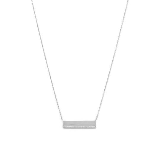 Rhodium Plated CZ Polished Bar Necklace freeshipping - Higher Class Elegance