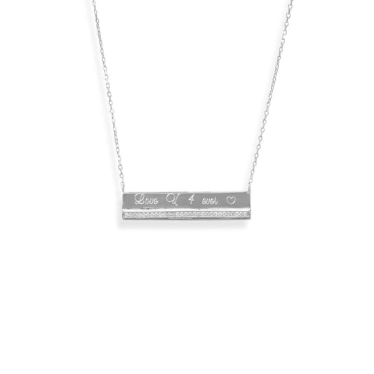 Rhodium Plated CZ Polished Bar Necklace freeshipping - Higher Class Elegance