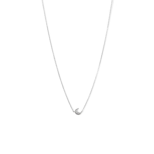 Rhodium Plated Crescent Moon CZ Necklace freeshipping - Higher Class Elegance