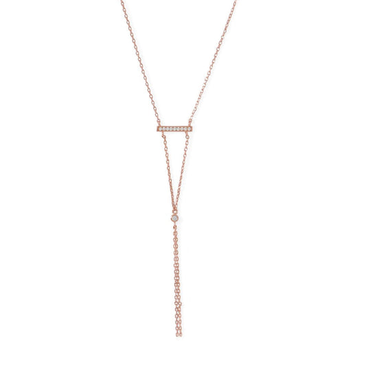 14 Karat Rose Gold Plated Bar Necklace with Y Drop freeshipping - Higher Class Elegance