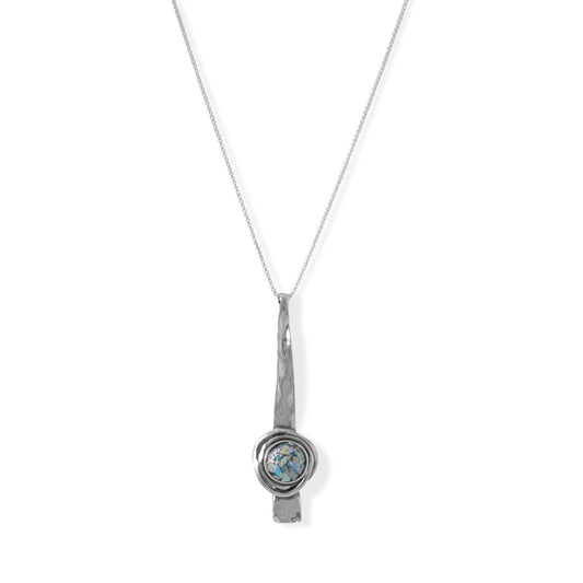 Long Textured Bar Ancient Roman Glass Necklace freeshipping - Higher Class Elegance