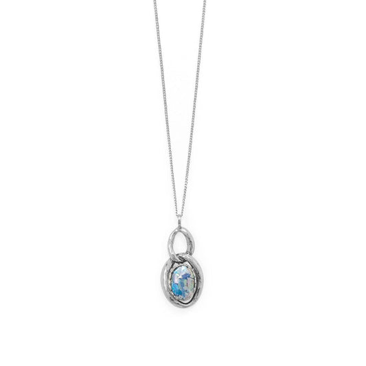 Oxidized Double Oval Link Ancient Roman Glass Necklace freeshipping - Higher Class Elegance
