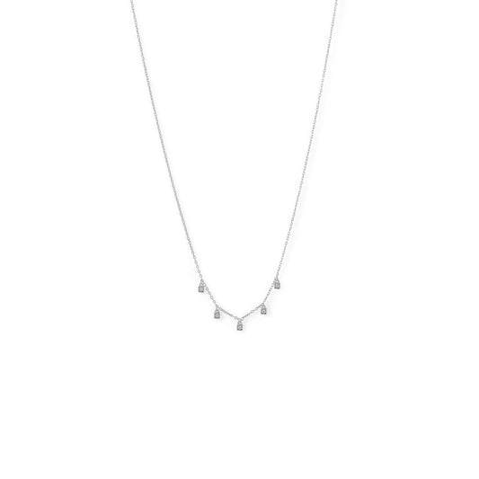 Rhodium Plated Dainty CZ Charm Necklace freeshipping - Higher Class Elegance