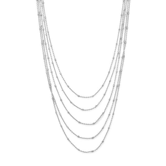 Rhodium Plated Five Strand Satellite Chain Necklace freeshipping - Higher Class Elegance
