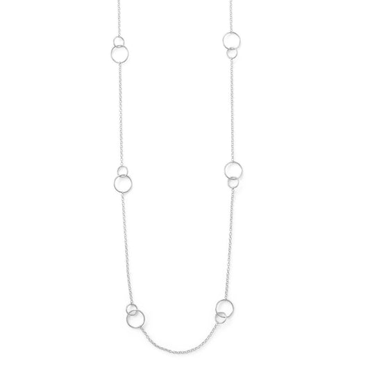 32" Rhodium Plated Double Link Circle Necklace freeshipping - Higher Class Elegance