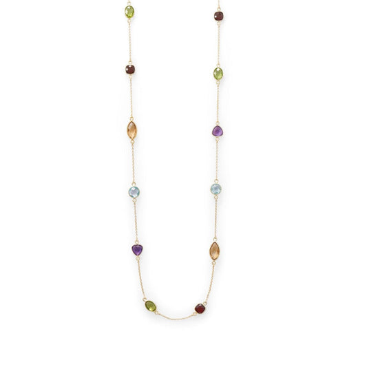 Multi Stone Madness! 25" 14 Karat Gold Plated Multi Stone Necklace freeshipping - Higher Class Elegance
