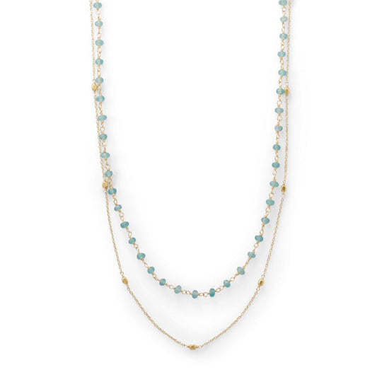 Two Strand 14 Karat Gold Plated Apatite Necklace freeshipping - Higher Class Elegance