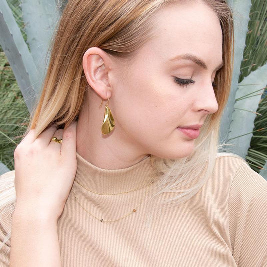 14 Karat Gold Plated Spoon Design French Wire Earrings freeshipping - Higher Class Elegance