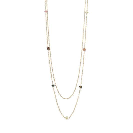 Two Strand 14 Karat Gold Plated Tourmaline Necklace freeshipping - Higher Class Elegance