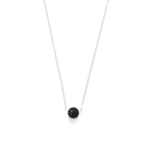 16" + 2" Floating Black Onyx Bead Necklace freeshipping - Higher Class Elegance