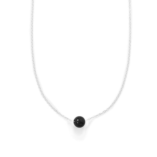 16" + 2" Floating Black Onyx Bead Necklace freeshipping - Higher Class Elegance