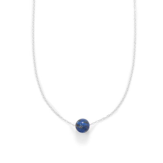 16" + 2" Floating Lapis Bead Necklace freeshipping - Higher Class Elegance
