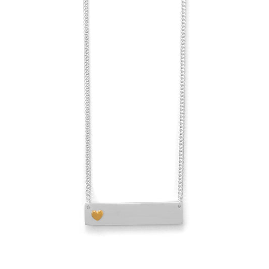 16" + 2" Bar Necklace With 14 Karat Gold Plated Heart freeshipping - Higher Class Elegance