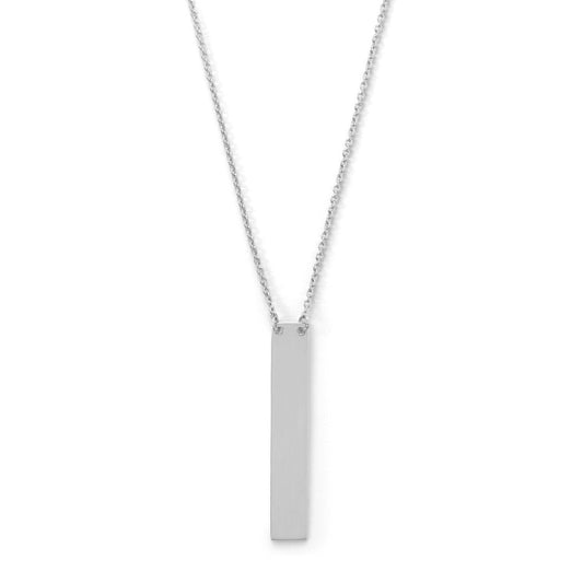 16" + 2" Sterling Silver Vertical Bar Drop Necklace freeshipping - Higher Class Elegance