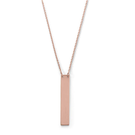 16" + 2" 14 Karat Rose Gold Plated Vertical Bar Drop Necklace freeshipping - Higher Class Elegance