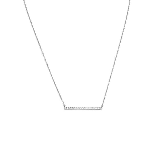 16" + 2" Rhodium Plated CZ Bar Necklace freeshipping - Higher Class Elegance