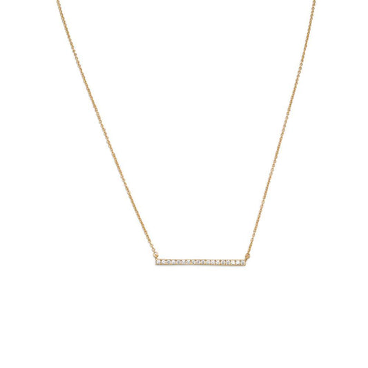 16" + 2" 14 Karat Gold Plated CZ Bar Necklace freeshipping - Higher Class Elegance