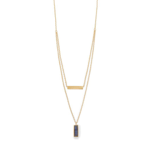 14 Karat Gold Plated Labradorite Double Strand Bar Necklace freeshipping - Higher Class Elegance