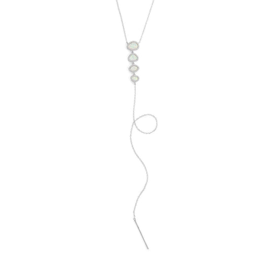 Rhodium Plated Opal and CZ Drop Necklace freeshipping - Higher Class Elegance