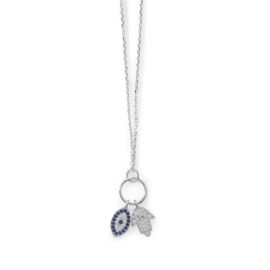 Hamsa and Evil Eye CZ Necklace freeshipping - Higher Class Elegance