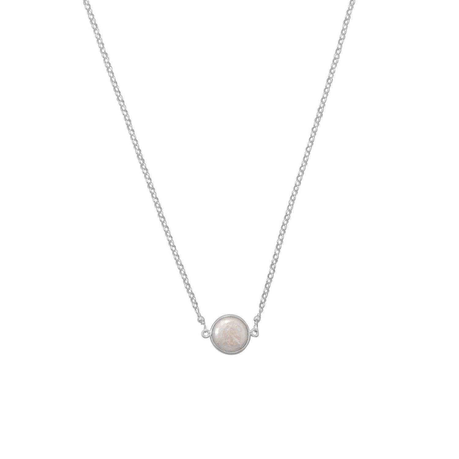 Sweet Simplicity! Cultured Freshwater Coin Pearl Necklace freeshipping - Higher Class Elegance