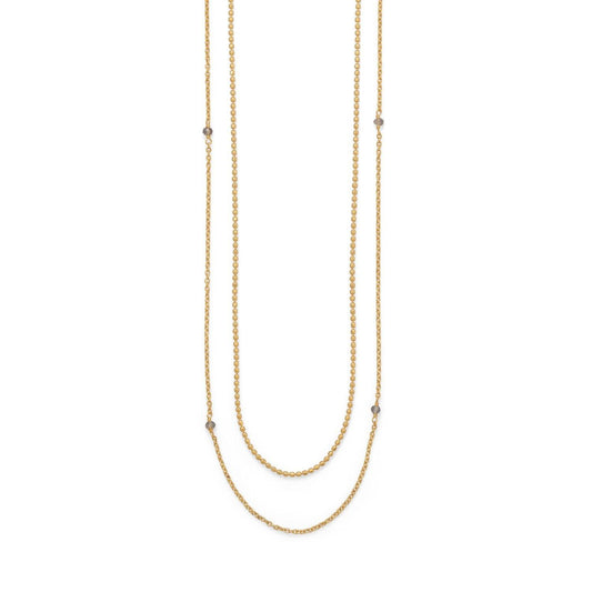 36" 14 Karat Gold Plated Two Strand Labradorite Necklace freeshipping - Higher Class Elegance