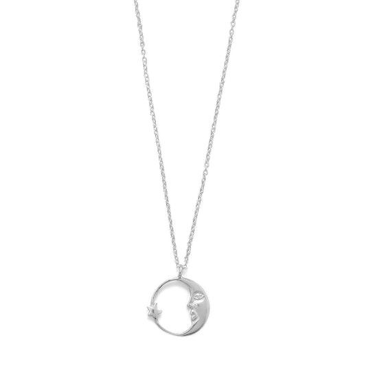 16.5" Crescent Moon with Star Necklace freeshipping - Higher Class Elegance