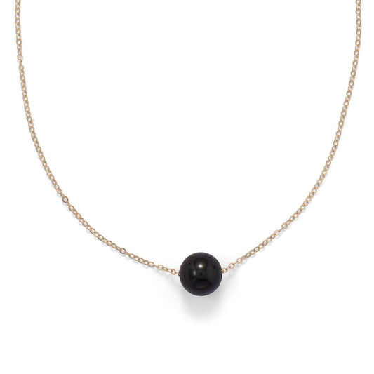 16" + 2" Gold Filled Black Onyx Necklace freeshipping - Higher Class Elegance