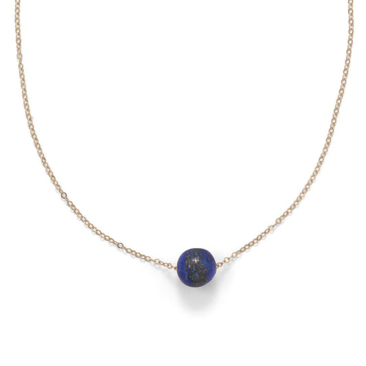 16" + 2" Gold Filled Lapis Necklace freeshipping - Higher Class Elegance