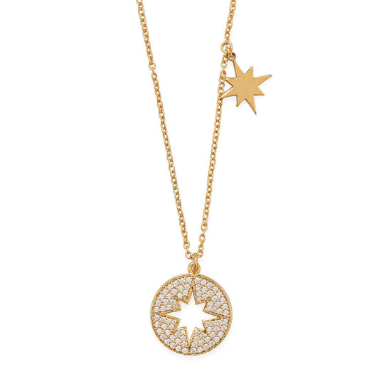 16" 14 Karat Gold Plated CZ Cut Out Starburst Necklace freeshipping - Higher Class Elegance