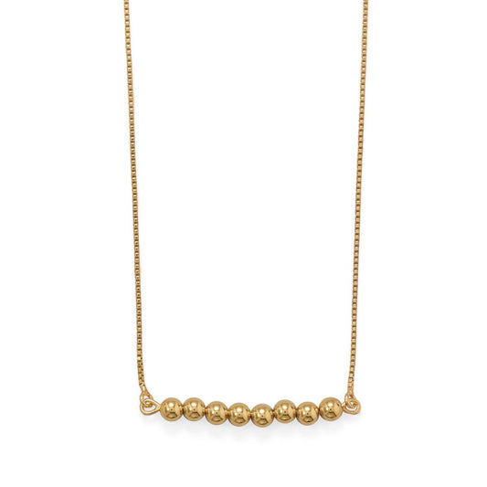 16"+2" 14 Karat Gold Plated Beaded Bar Necklace freeshipping - Higher Class Elegance