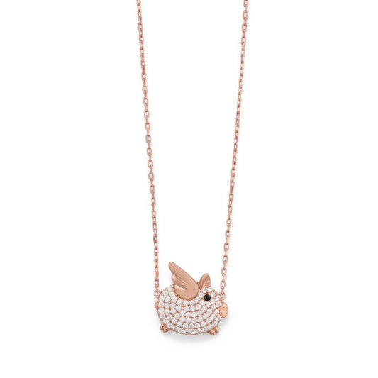 16"+2 CZ Flying Piggy Necklace freeshipping - Higher Class Elegance