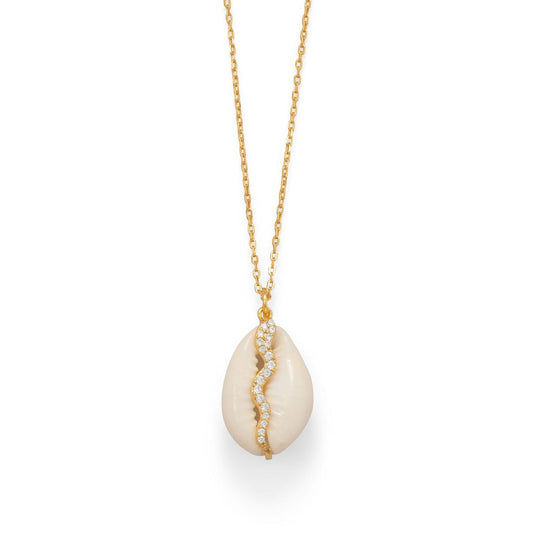 Sparkling Serpent! 16"+2 14 Karat Gold Plated Shell and CZ Snake Necklace freeshipping - Higher Class Elegance