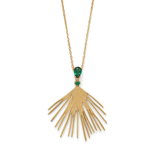 Green and Thriving! 16"+2 Green CZ Wire Fan Necklace freeshipping - Higher Class Elegance