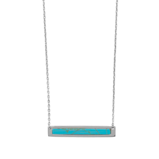 16"+2 Rhodium Plated Turquoise Bar Necklace freeshipping - Higher Class Elegance