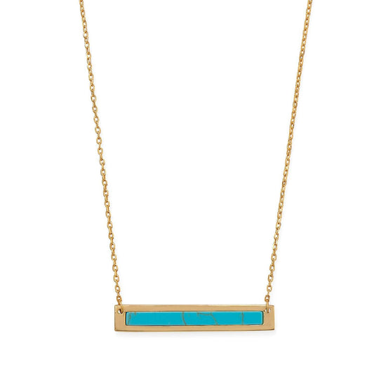 16"+2" 14 Karat Gold Plated Turquoise Bar Necklace freeshipping - Higher Class Elegance
