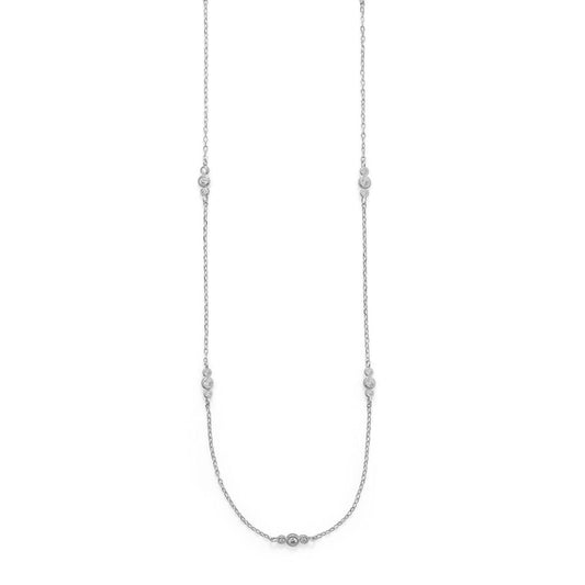 30" Rhodium Plated 13 Station CZ Necklace freeshipping - Higher Class Elegance