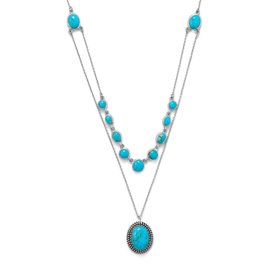 18"/20"+2 2 Row Turquoise Necklace freeshipping - Higher Class Elegance