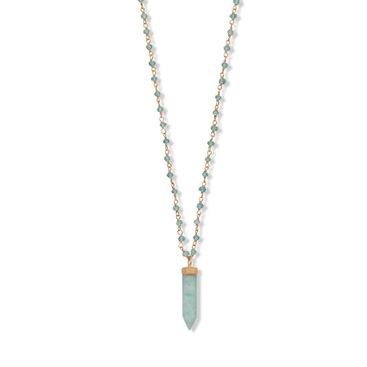 40 " Apatite and Amazonite Necklace freeshipping - Higher Class Elegance