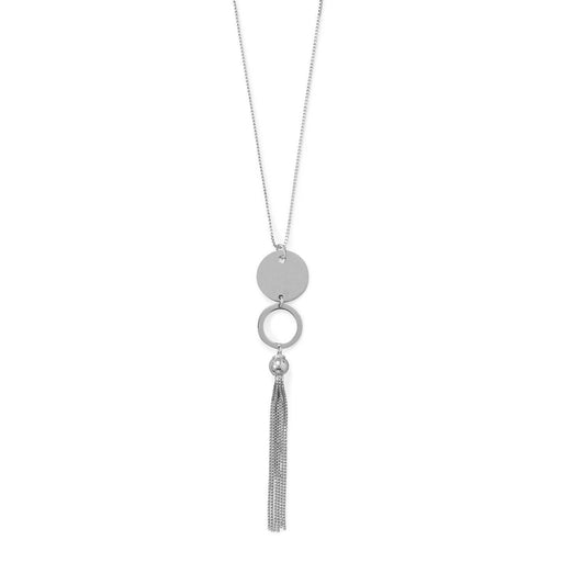 Tassel-tastic! 32"+2" Disk and Circle Long Tassel Necklace freeshipping - Higher Class Elegance