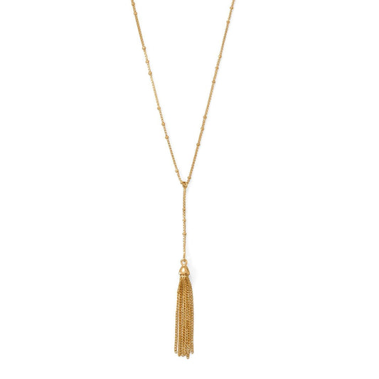 Darling Drop! 18"+2 14 Karat Gold Plated Tassel Necklace freeshipping - Higher Class Elegance