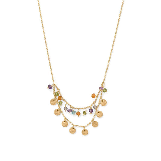 17.5"+2" Two Strand, Multi Stone Necklace freeshipping - Higher Class Elegance