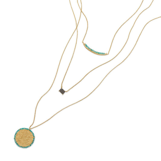 17"/30" 3 Strand Amazonite and Labradorite Necklace freeshipping - Higher Class Elegance