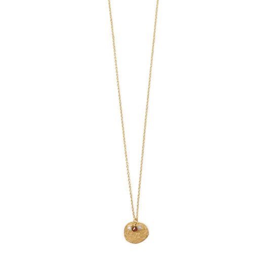 Glimmering Garnet! 30" 14 Karat Gold Plated Garnet, Labradorite and Pearl Disk Necklace freeshipping - Higher Class Elegance