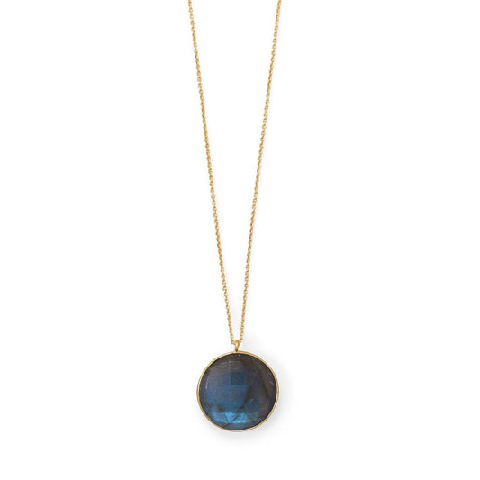 20"+2 14 Karat Gold Plated Round Labradorite Necklace freeshipping - Higher Class Elegance