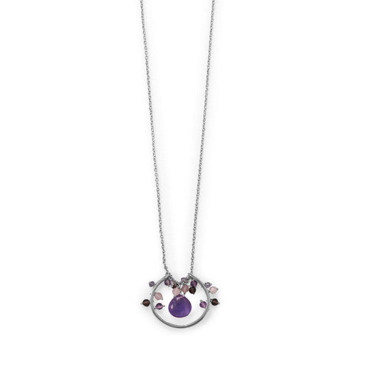 Plum Perfect! 30" Rhodium Plated Amethyst, Multi Stone Beaded Necklace freeshipping - Higher Class Elegance