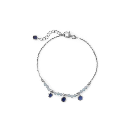 Blue Baubles! 7"+1" Rhodium Plated Aquamarine and Blue Quartz Bracelet freeshipping - Higher Class Elegance
