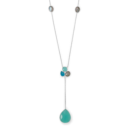 28"+2" Chalcedony, Green Jade and Labradorite Necklace freeshipping - Higher Class Elegance